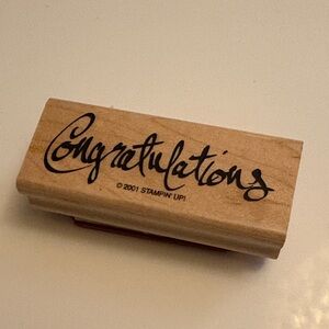 Vintage Y2K Stampin' Up! Wooden “ Congratulations “ Stamp 3x1in